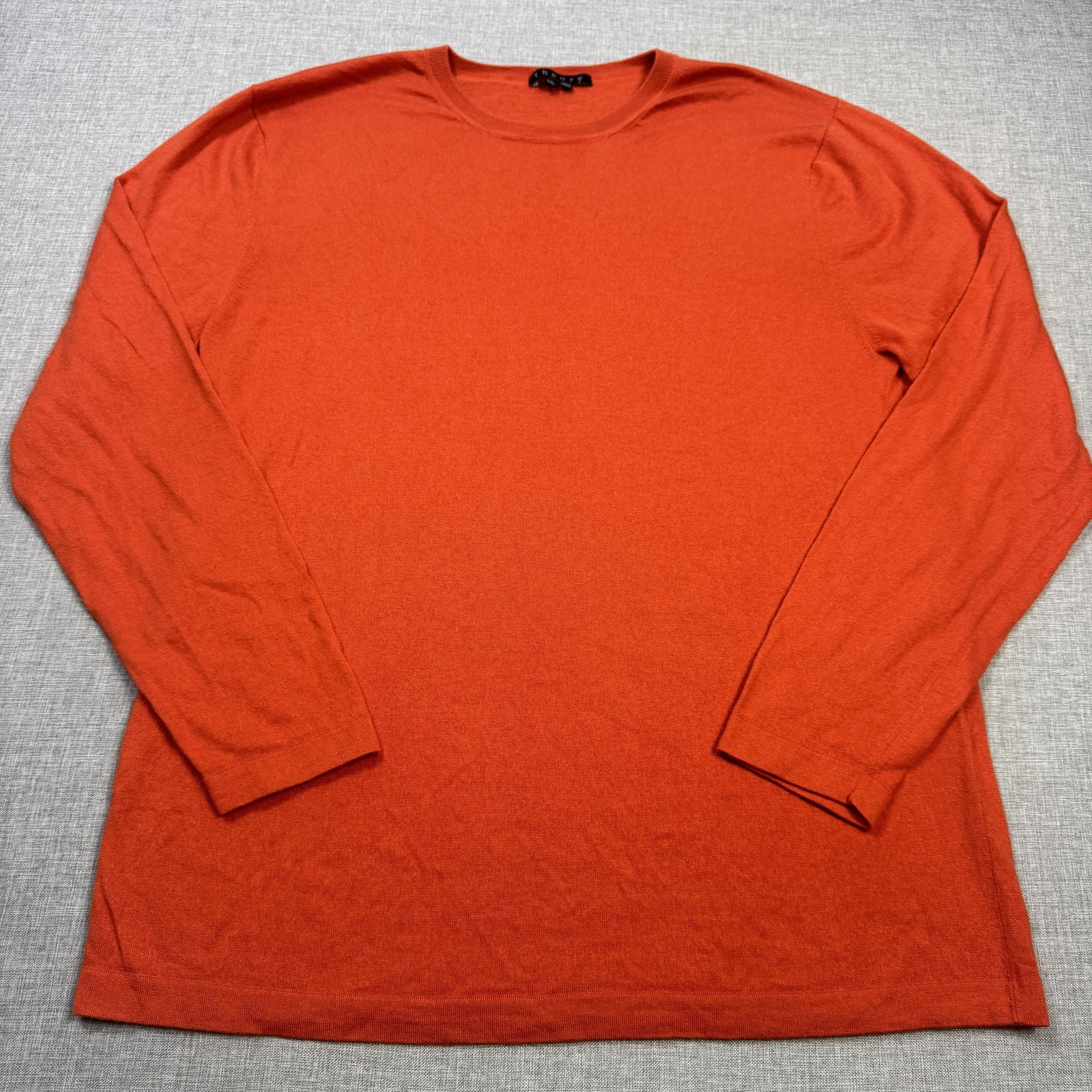 Theory Cashmere Silk Crew Neck Sweater Pullover Mens 2XL Orange