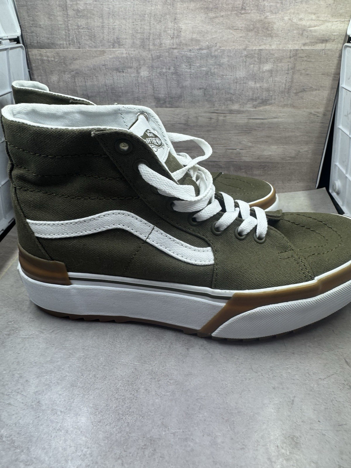 Vans SK8 Hi Tapered Stackform Canvas Dark Olive Green Men 8 Women 9.5 Mint Cond