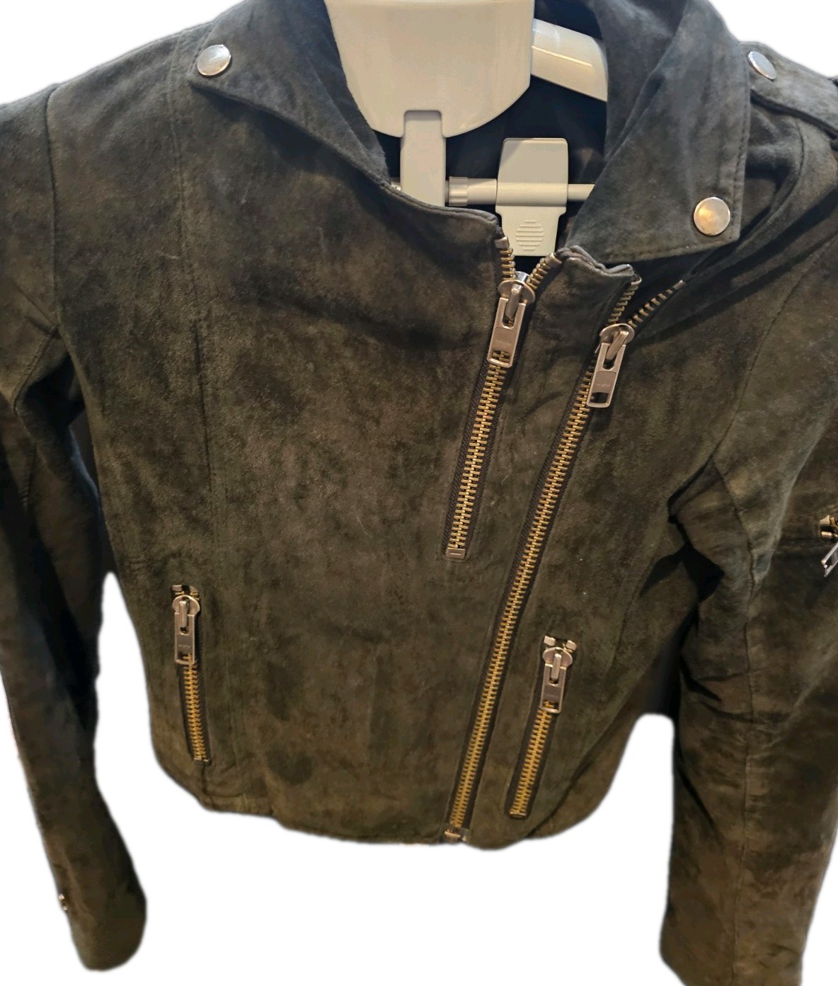 Gestuz Q-TREE-JA Women’s Leather Moto Biker Jacket Sz 34 EU (US 2/4) YKK Zippers