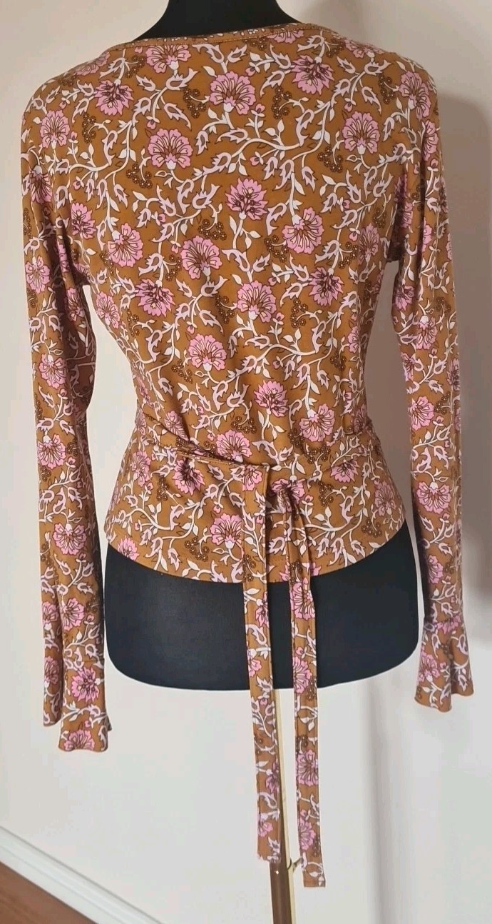 Arnhem Soi Gypsy Brown Pink White Bohemian Hippie Wrap Around Top 10 👇check