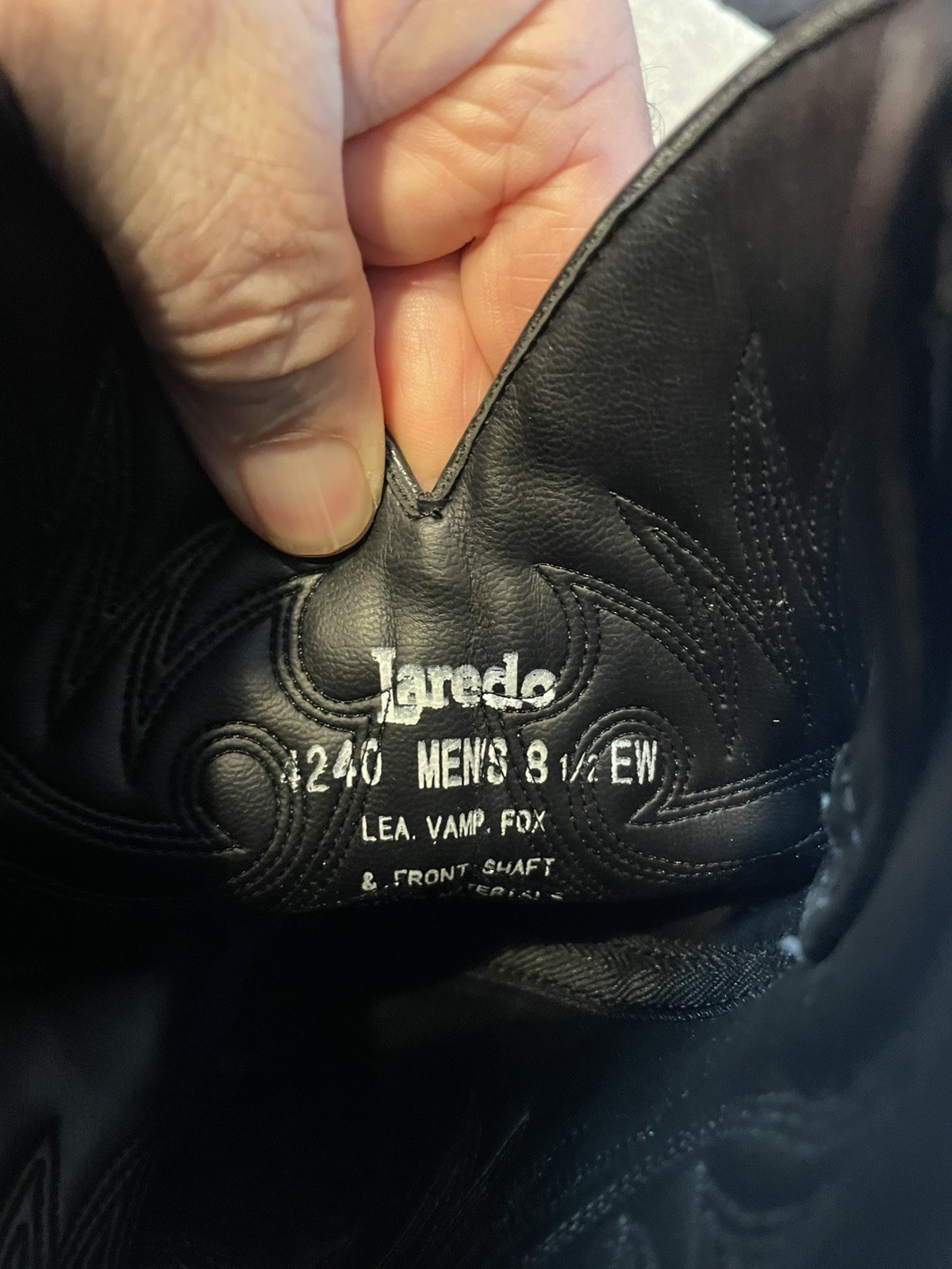 Laredo Paris 4240 Black Leather Round Toe Western Cowboy Boots Men’s Size 8.5 EW