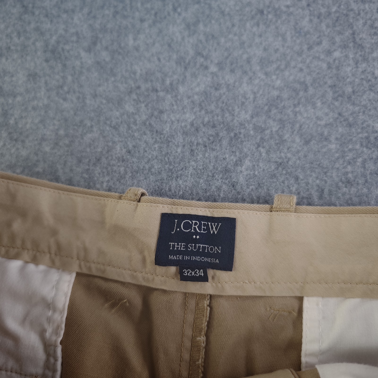 J Crew The Sutton Pants Mens 32×34 Beige Solid Tan 100% Cotton Straight Leg
