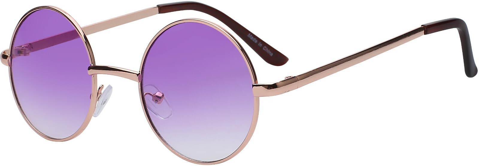 ROUND SUNGLASSES PURPLE TINTED COLORED LENS 43mm METAL FRAME ONE PAIR