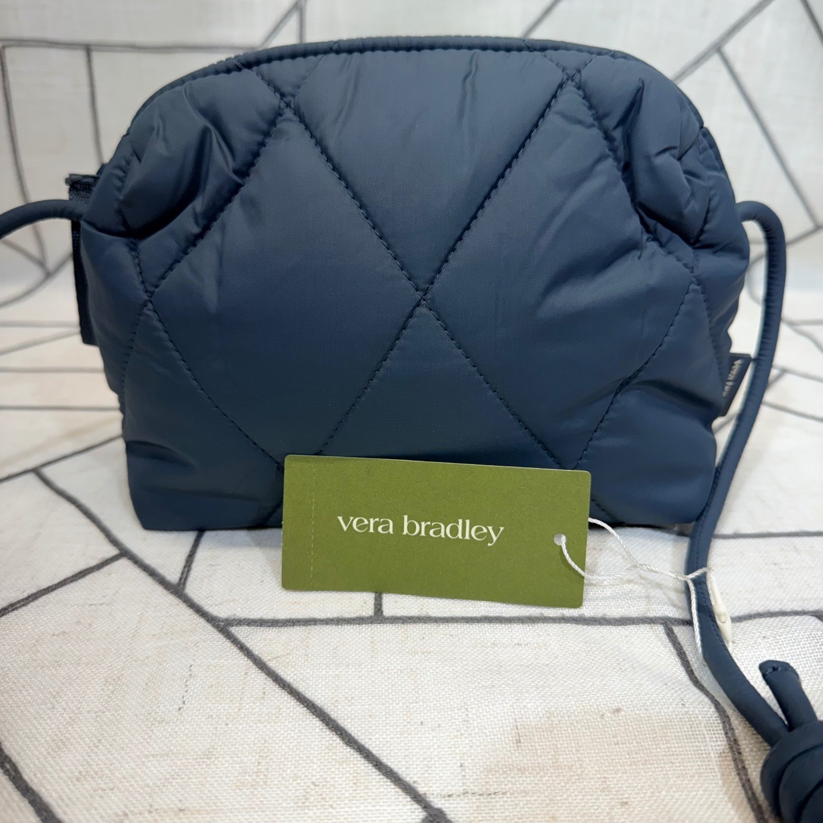 Vera Bradley Crossbody Bag Small Navy Blue Quilted Performance Knotted Strap NWT