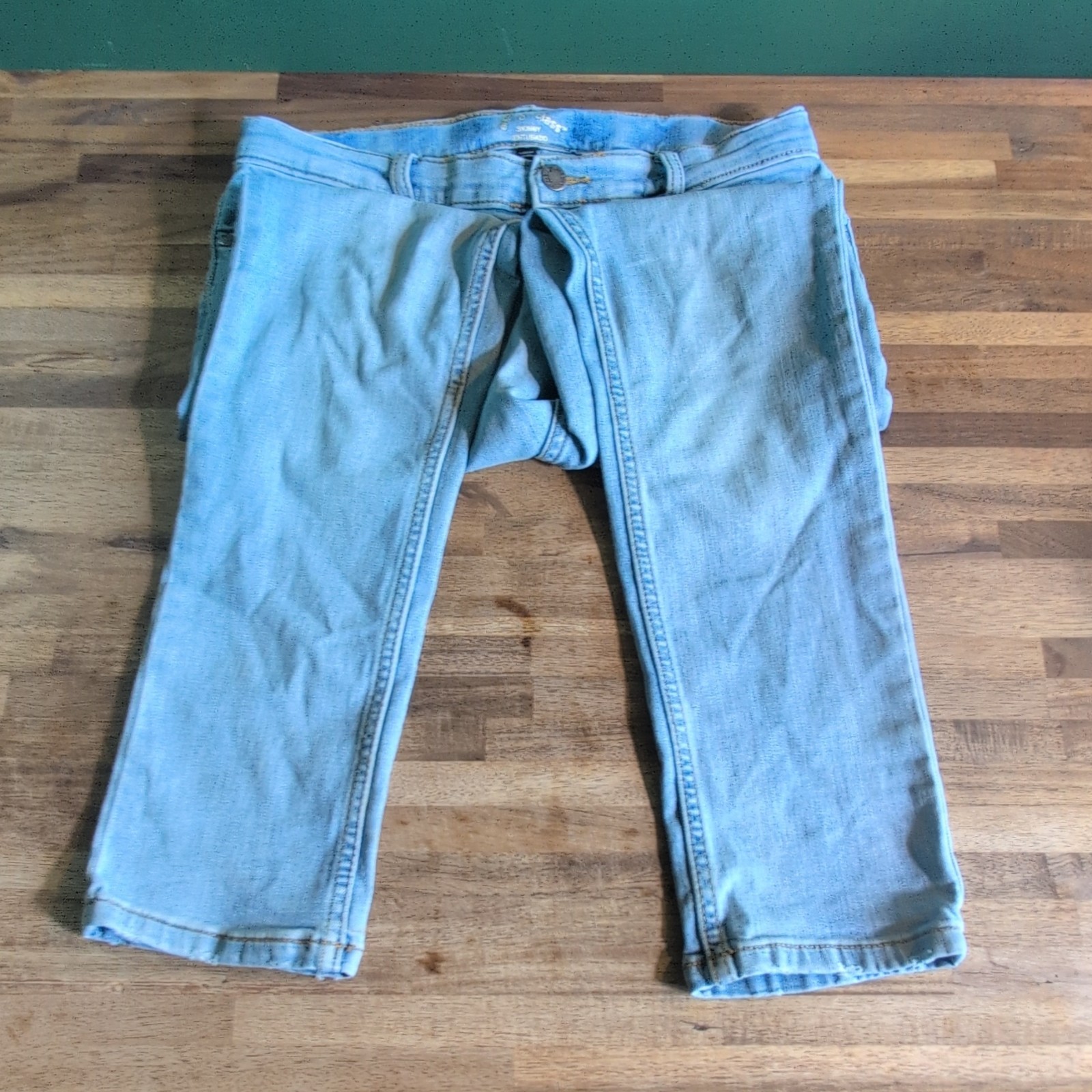 Art Class Girls Skinny Jeans Light Wash Blue Solid Size 14 Button Zip
