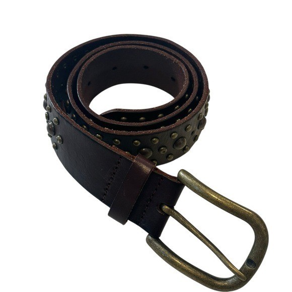 Liebeskind Berlin Women’s Belt 80cm Brown Studded Rivet Cow Leather LKB607