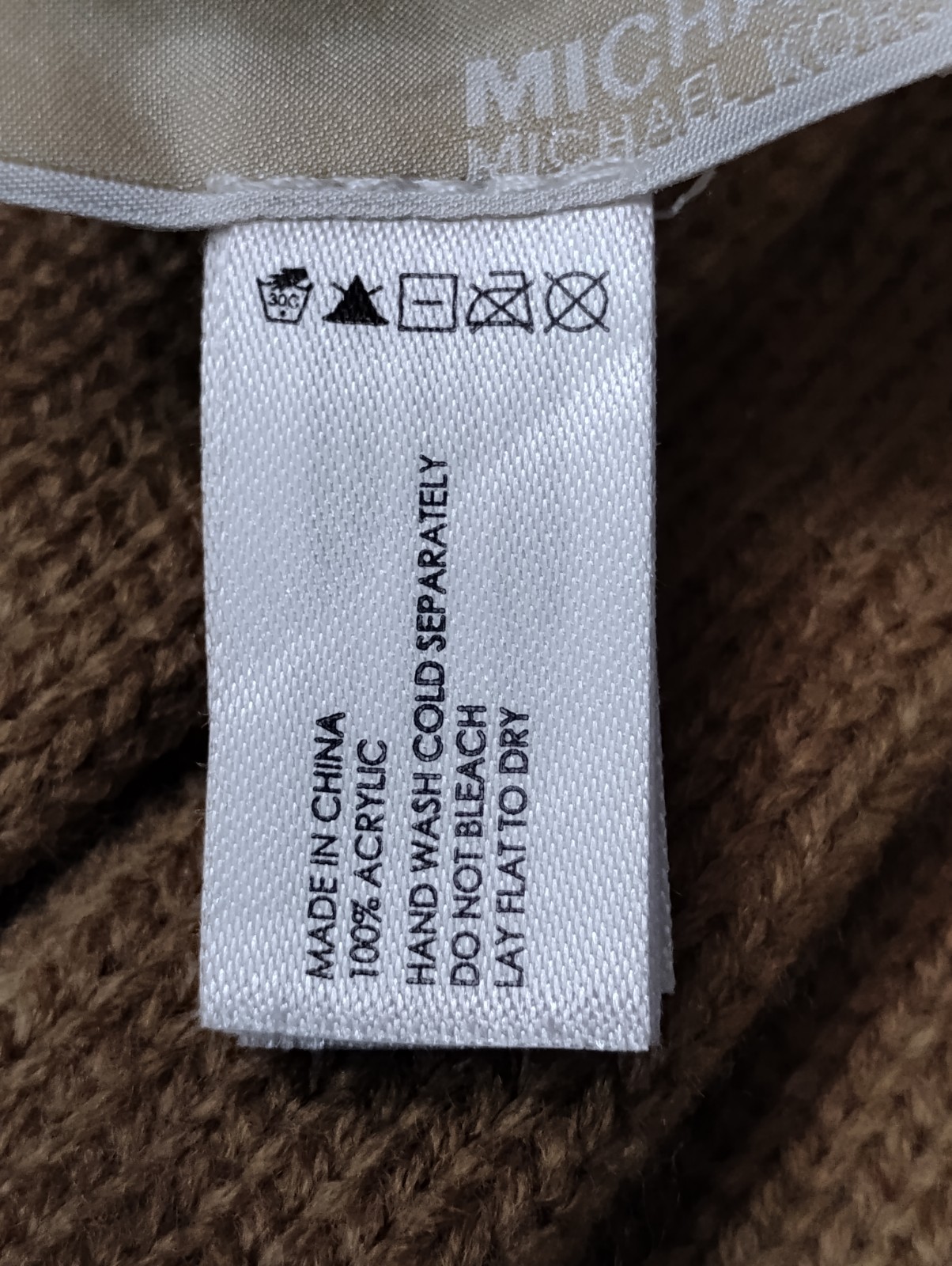 Michael Kors Camel Rib Knit Gold Button Accent Gloves, New