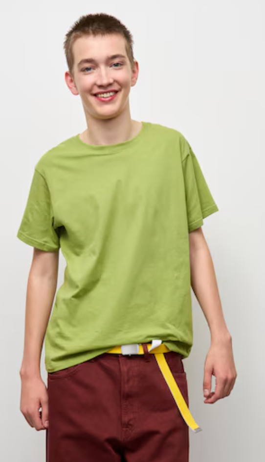 2 GU Cotton Crew Neck T-Shirt Men Unisex New US M / Japan M – Teal and Green