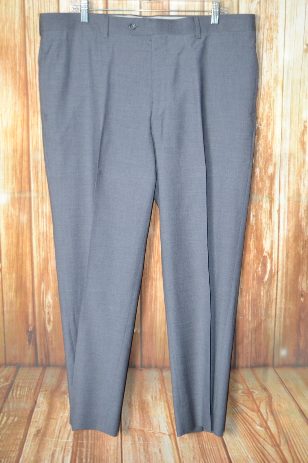 Pronto Uomo Men Gray Polyester Blend 2 Button 3pcs Suit Sz 42R Wst 38×28