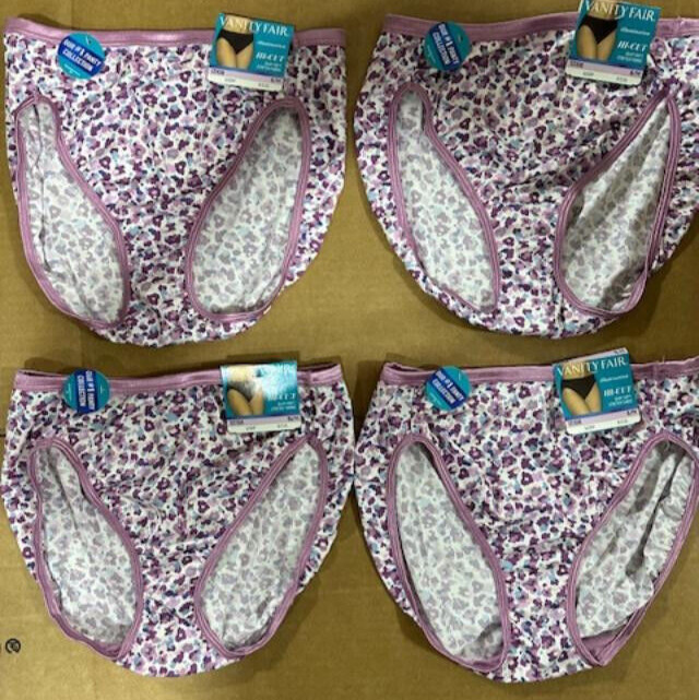 4 pairs VANITY FAIR ILLUMINATION 13108 HI-CUT BRIEF Panty FLOWER PRINT Sz – 6