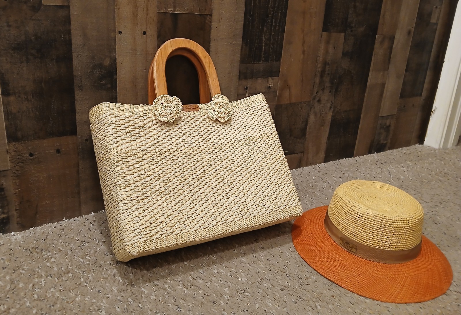 Aauthentic Ecuador Toquilla Straw TOTE and SOMBRERO