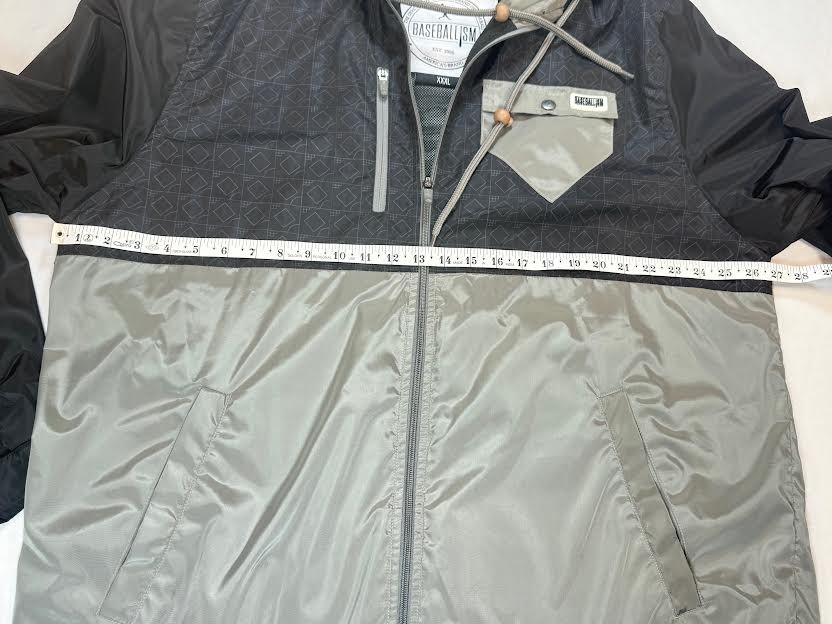 Baseballism WINFIELD Windbreaker Rain Jacket Black/Gray Size 3XL Authentic Fan