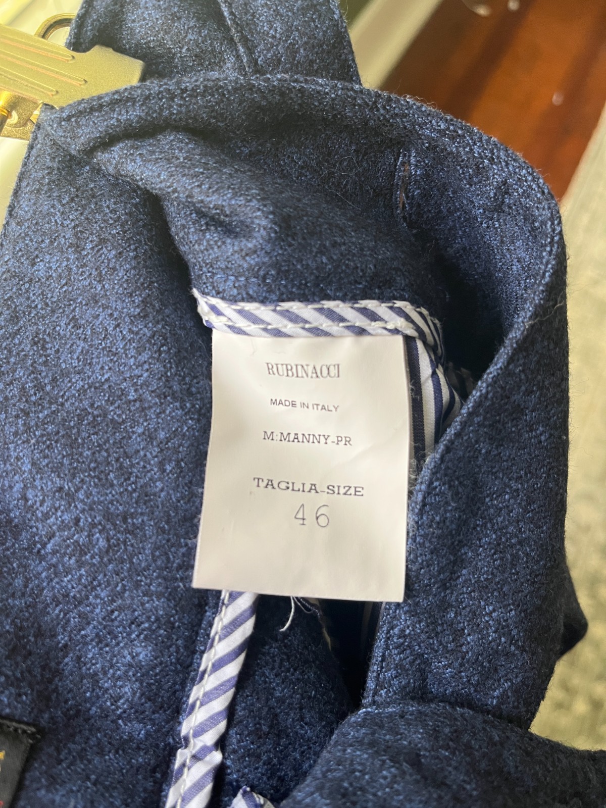 $700 Rubinacci Napoli Pleated Manny Gurkha Pants Melange Blue Flannel 46/30 US