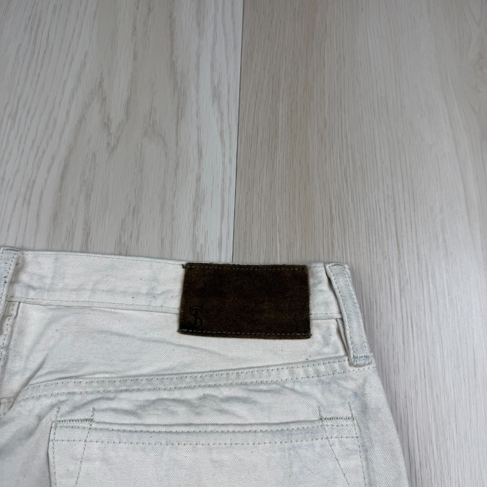 Todd Snyder Mens Cream Classic Fit Selvedge Denim Straight Jeans Size 34×32
