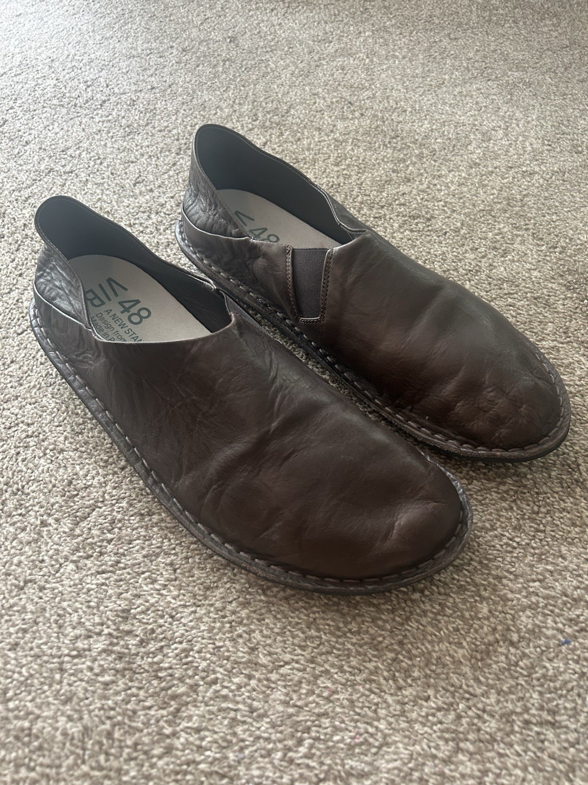 VIBA Zuma Leather Cocoa Brown Slip On Ergonomic Shoes Mens 15 EU 48