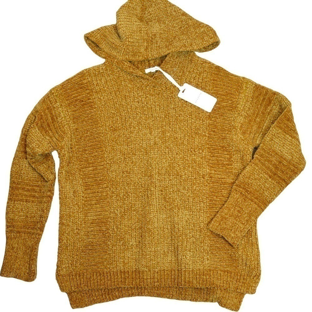 PLEIONE Chenille Super Soft Cozy Knit Oversized Hoodie, Burnt Umber – Size Small