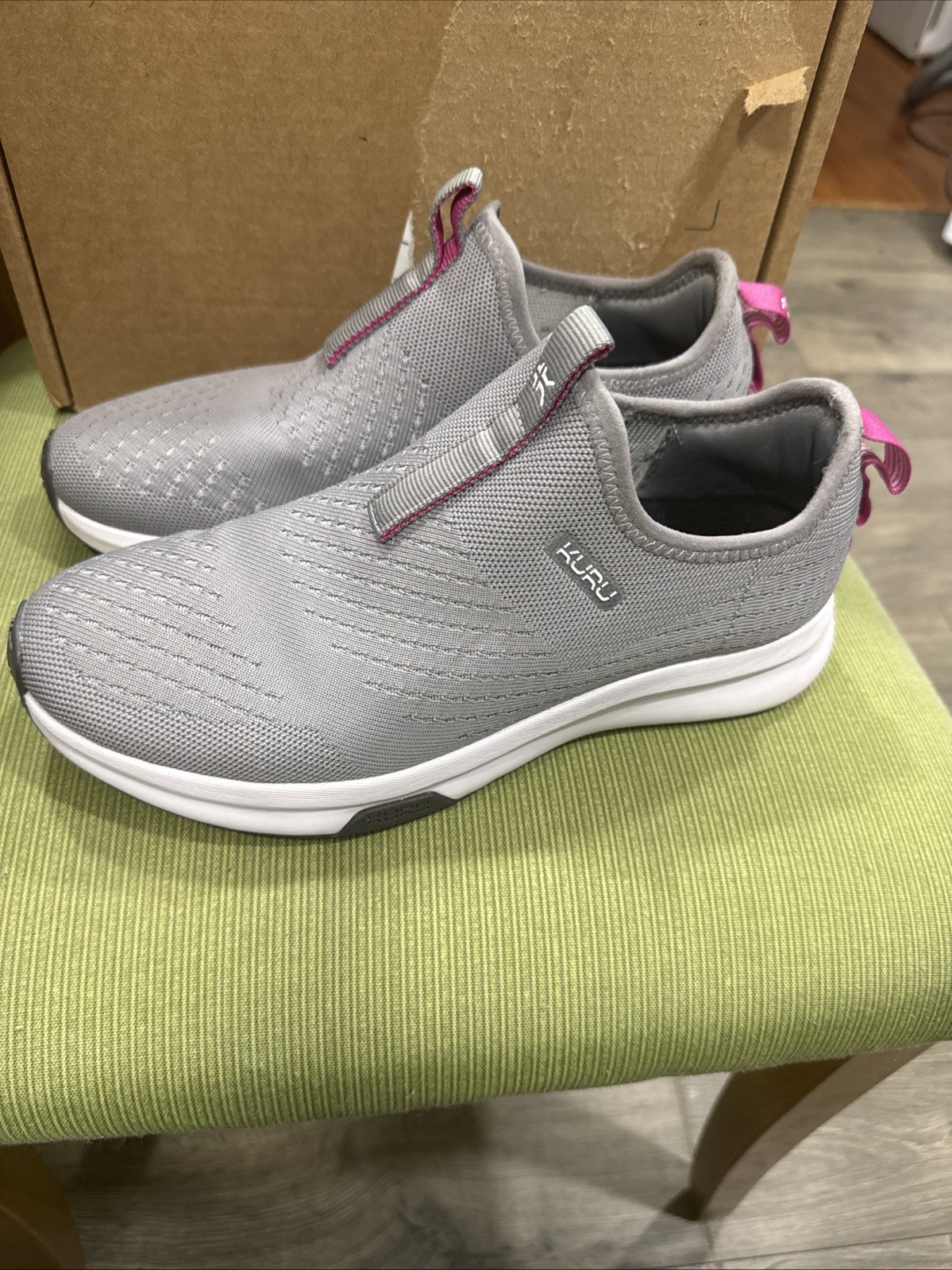 Kuru Atom Womens Slip On Grey Size 9 Medium