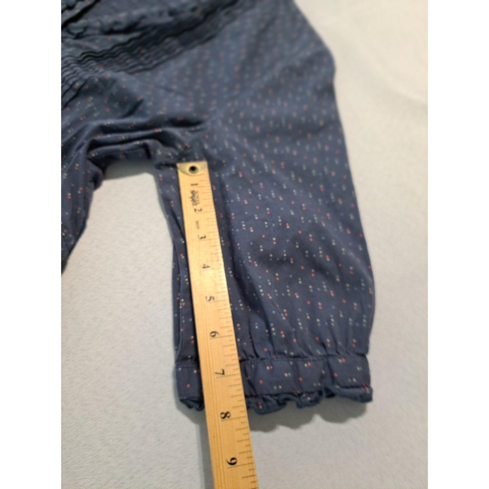 Wayward Fancies eShakti Blue Pintuck Babydoll Tunic Top Polka Dot Size L-12