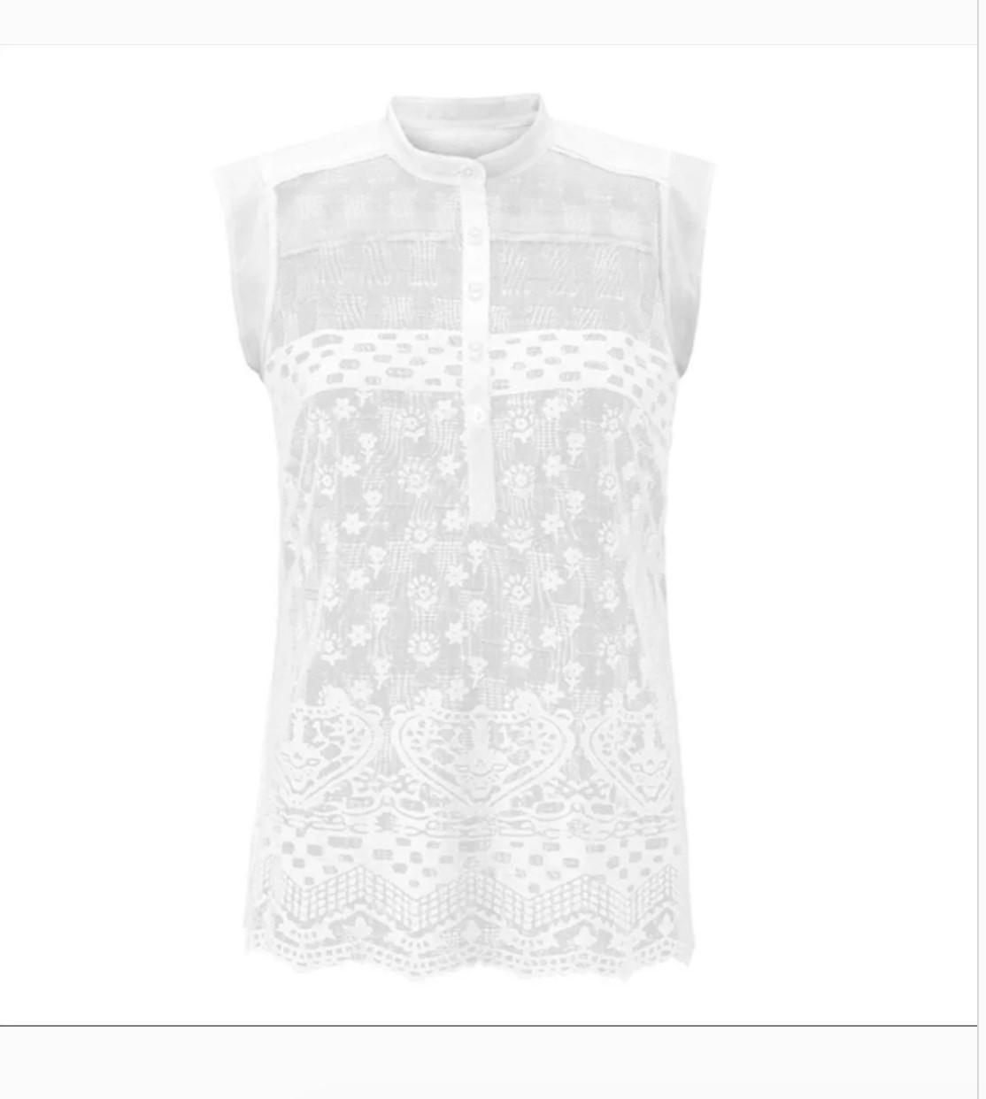 CAbi #5201 Prudence White Lace Mesh Sleeveless Tank Top Blouse Size Medium