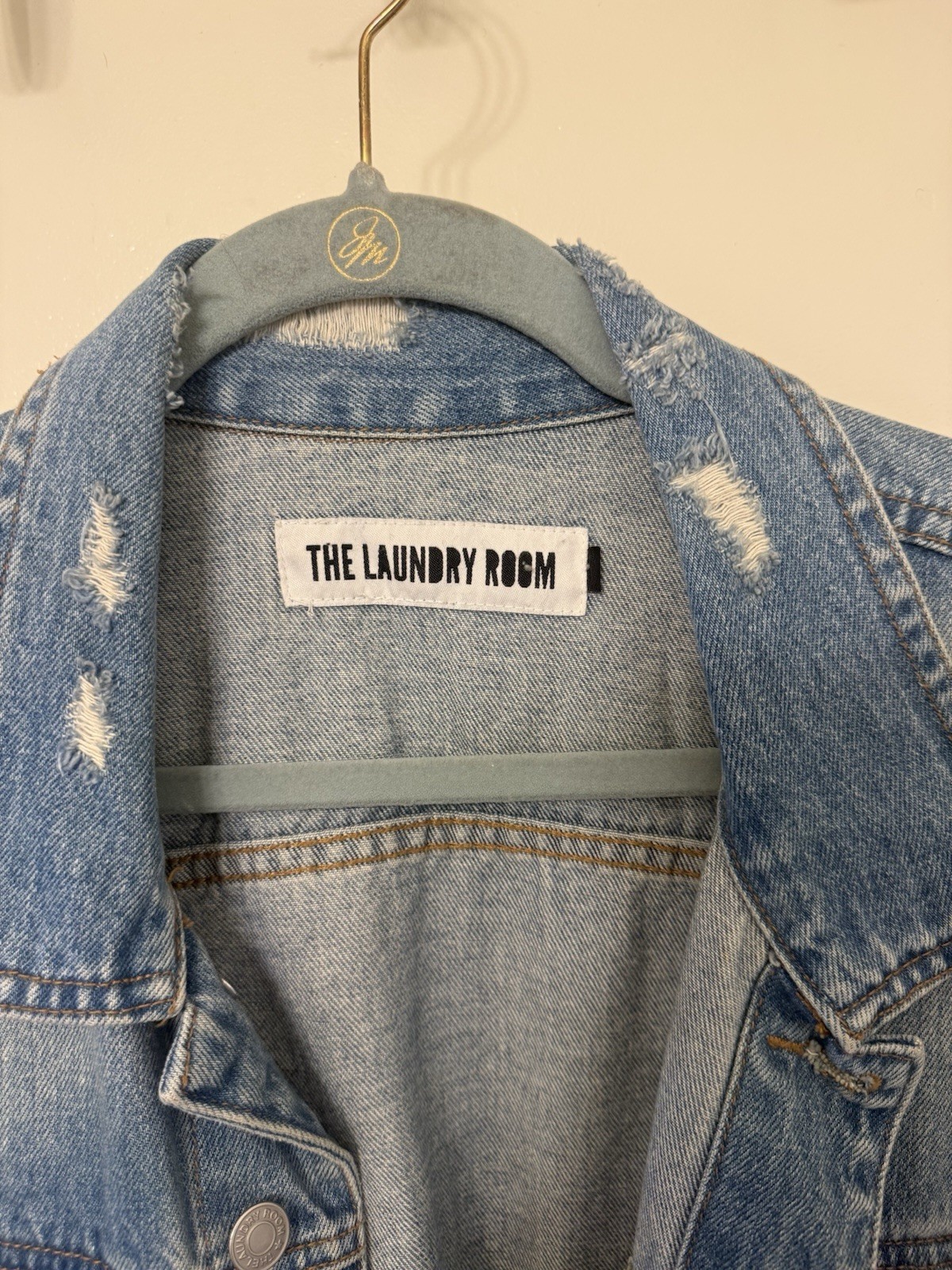 The Laundry Room Women’s Blue Distressed Button Jacket w/ Pockets Size M