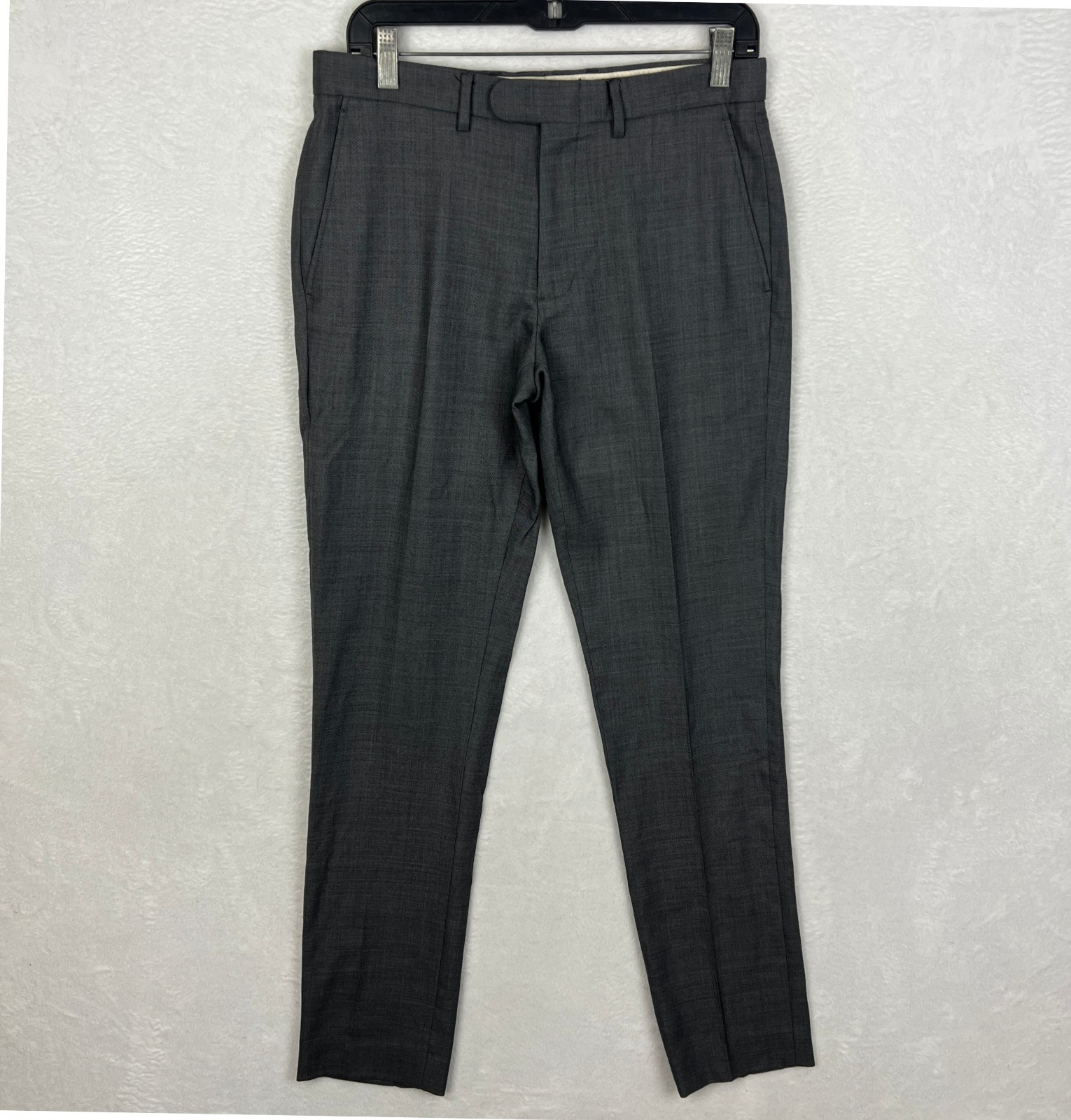 J Crew Bowery Dress Pants Mens 30×32 Dark Gray Flat Front Wool Tapered