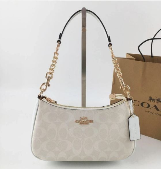 COACH x PEANUTS Teri Shoulder Bag Tan Brown Snoopy / Pink/ White