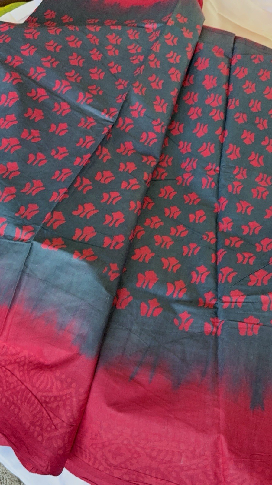 NEW 🆕, Cotton BATIK SAREE. ( Item#blackred ). Only $29