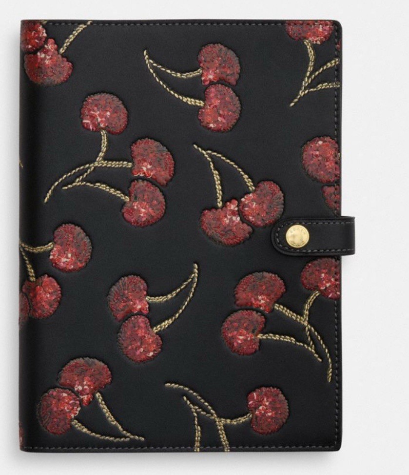 NWT Coach Notebook In Smooth Leather With Cherry Print Style No CDB79