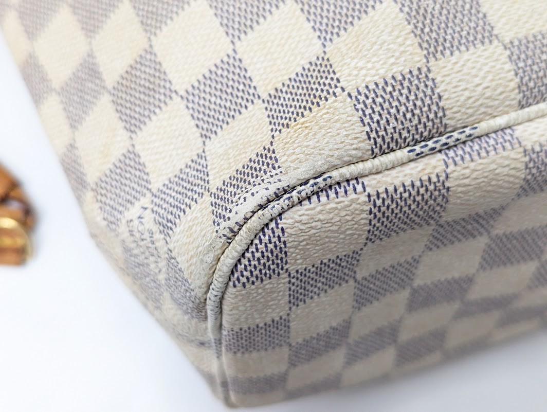LOUIS VUITTON Damier Azur Neverfull PM Tote Bag White N51110 VI3160 Authentic LV