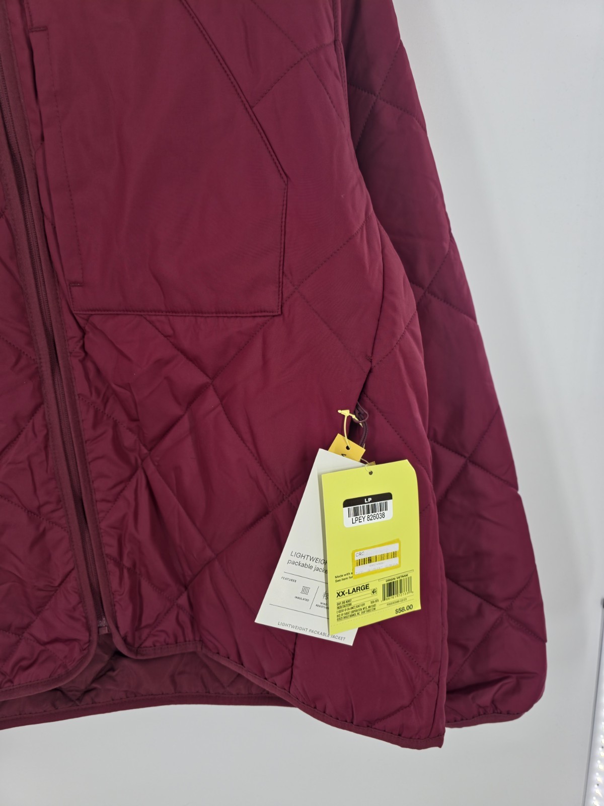 All in Motion Men’s Lightweight Packable Hooded Full Zip Jacket Burgundy XXL