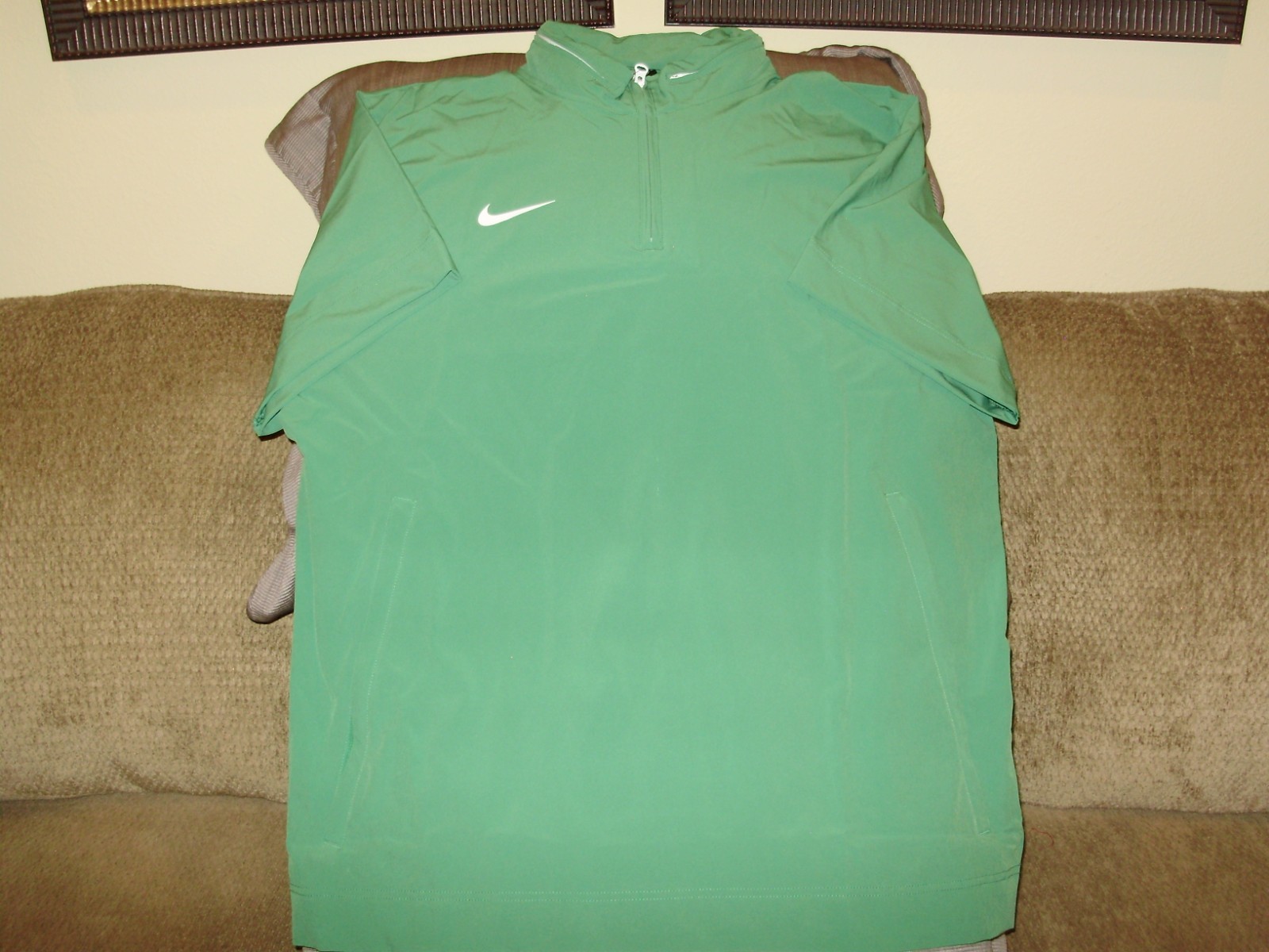 Nike Woven Coaches FJ9548 Apple Green 1/4 Zip Golf Hoodie Wind Jacket Mens Large