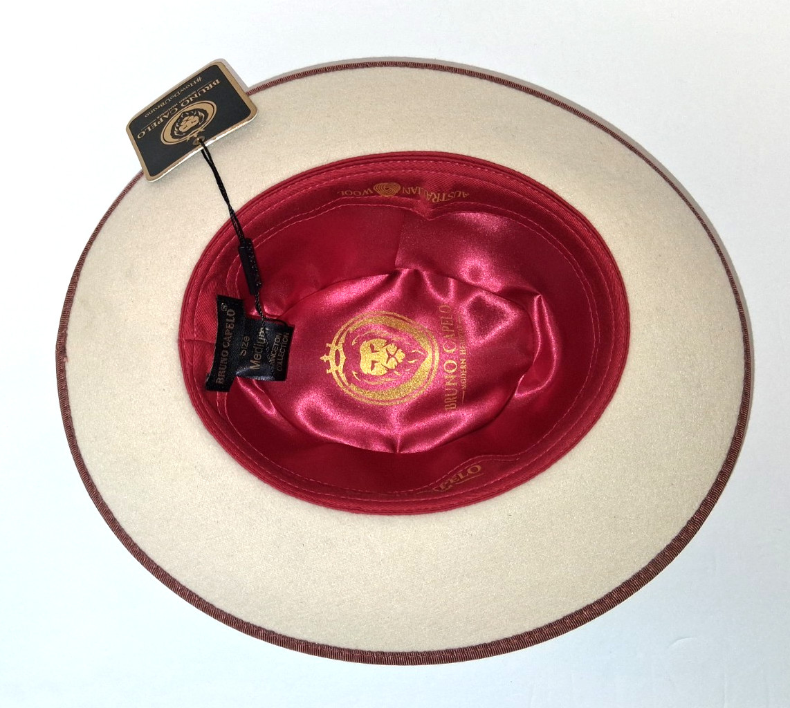 Bruno Capelo Fedora Hat Medium Cognac and Bone Wool Pre-owned NWT