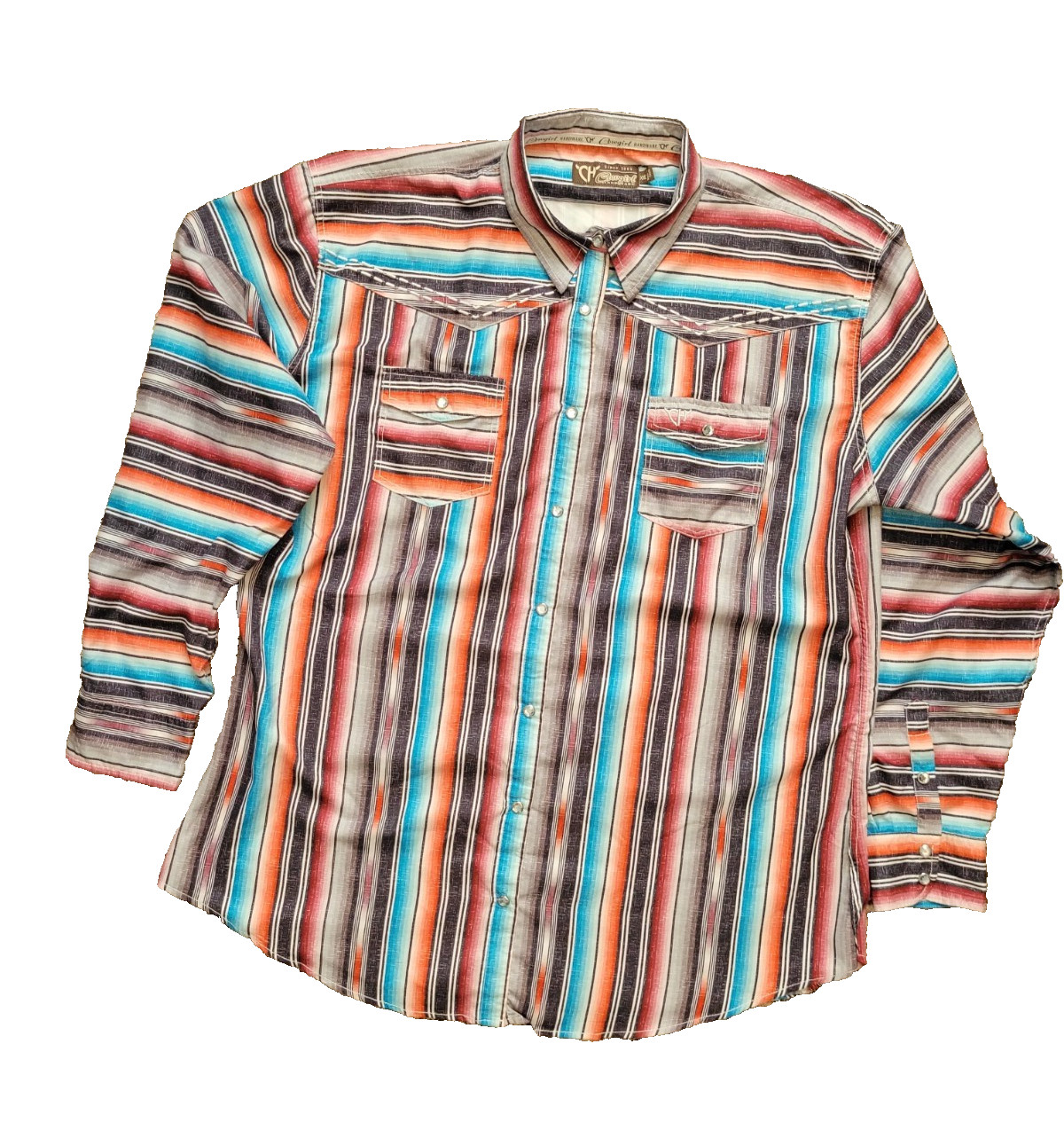 Cowgirl Hardware western shirt size XXL diamond snaps lightweight fabric embroid