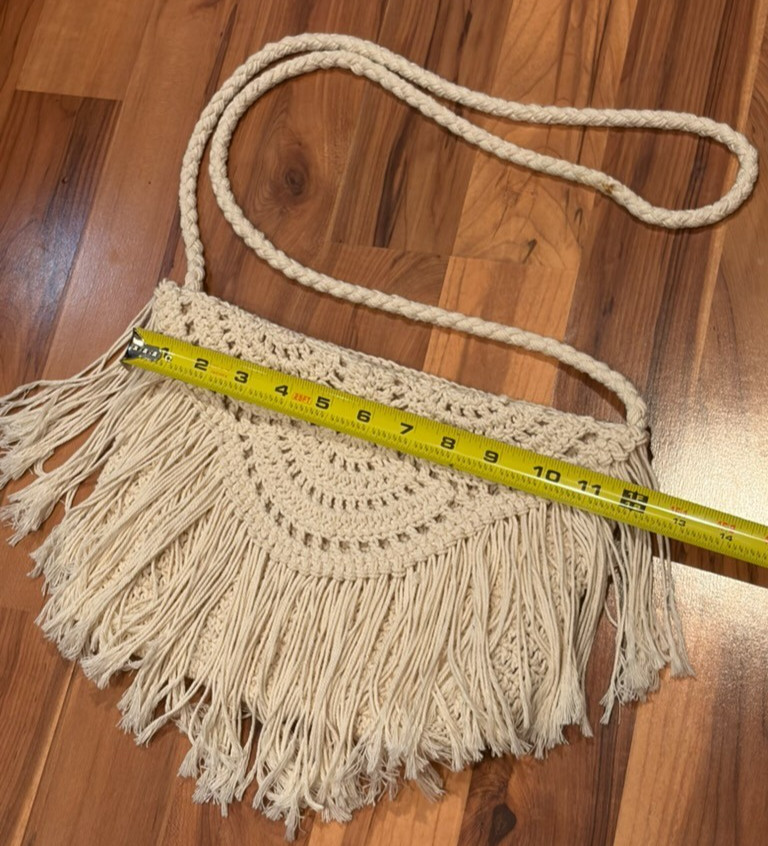 Y2K Boho Bag Macrame Fringe Crossbody Coastal Beach a.n.a.