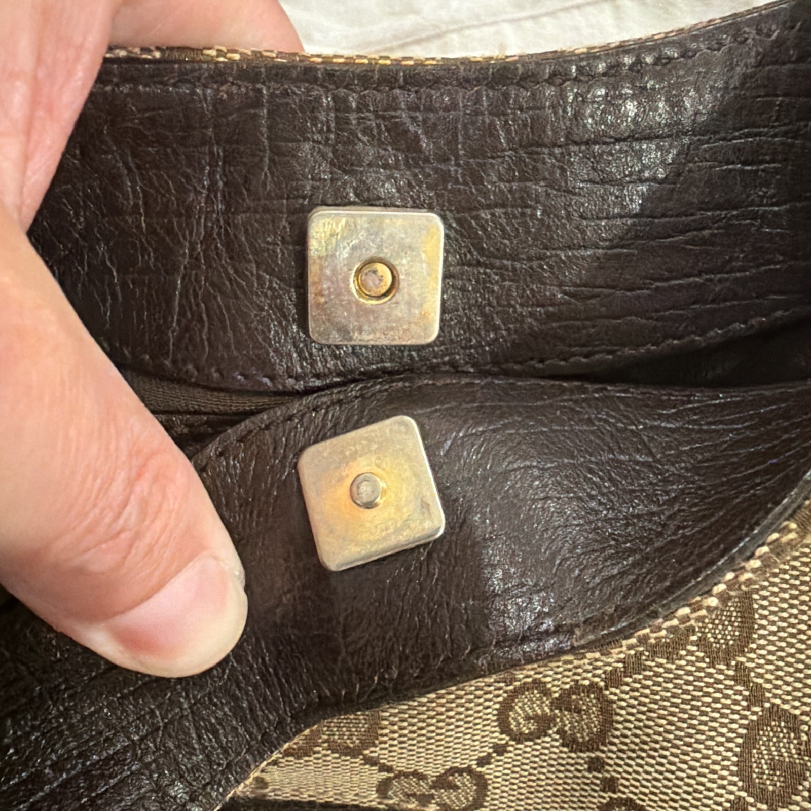 Gucci Heritage Horsebit Hobo In GG Canvas, Brown Leather Gold Bit