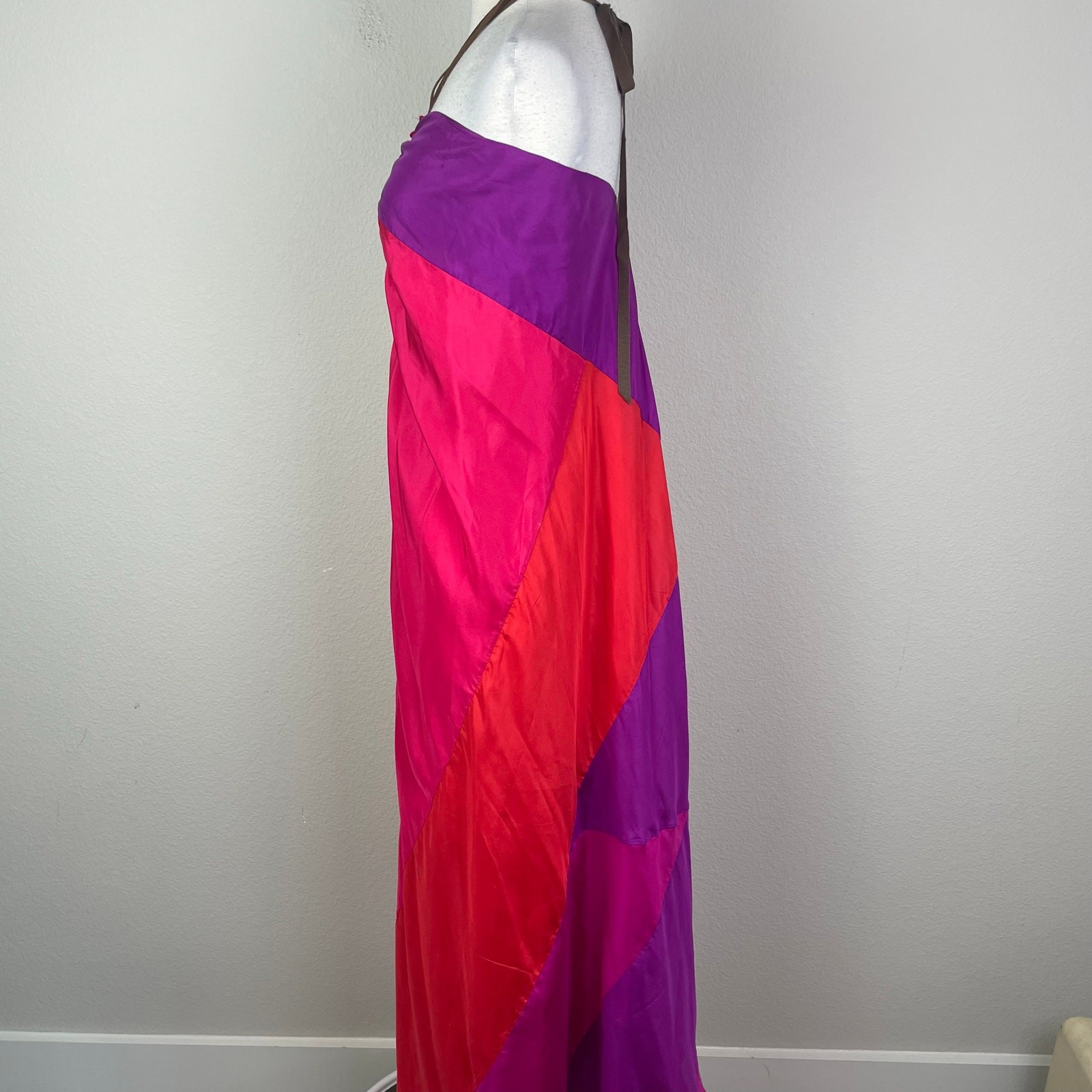 A Common Thread Purple Red Silk Halter Maxi Dres Small