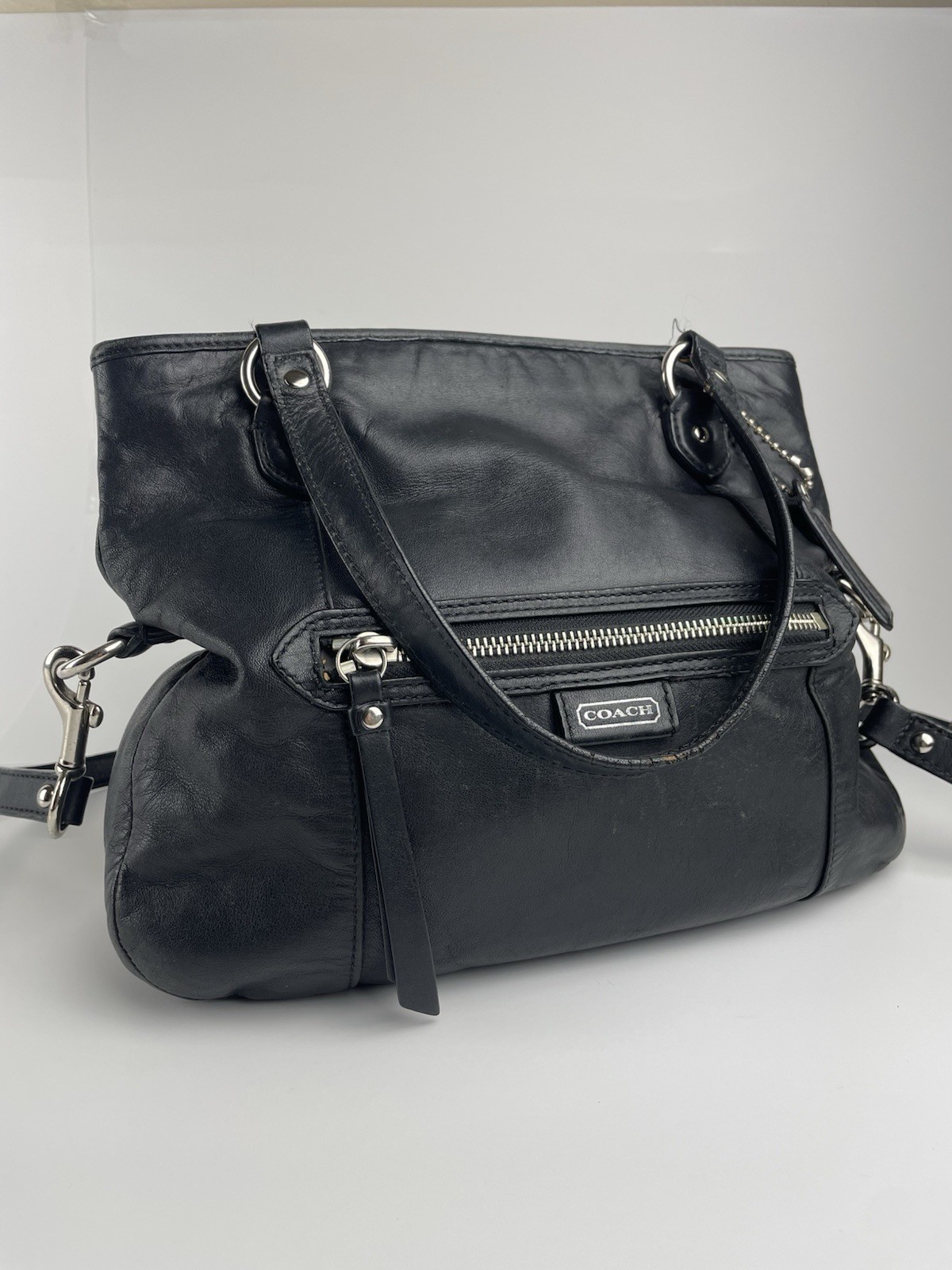 Coach Mia Leather Satchel Tote F23901 Black Shoulder Bag Crossbody 2013