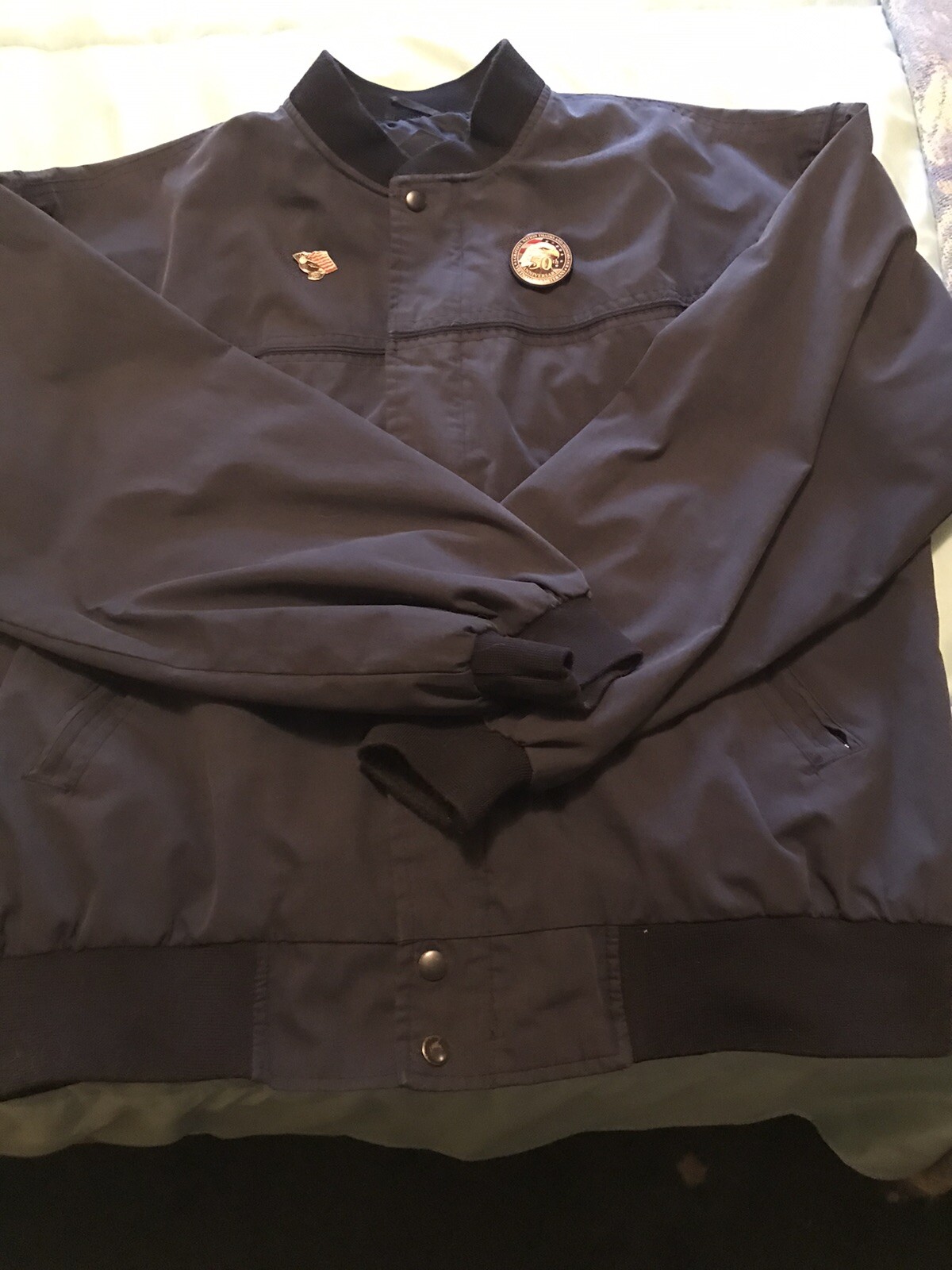 Knightsbridge Mens Blue Snap & Zip Front Long Sleeve Cotton Zip Pocket Jacket L
