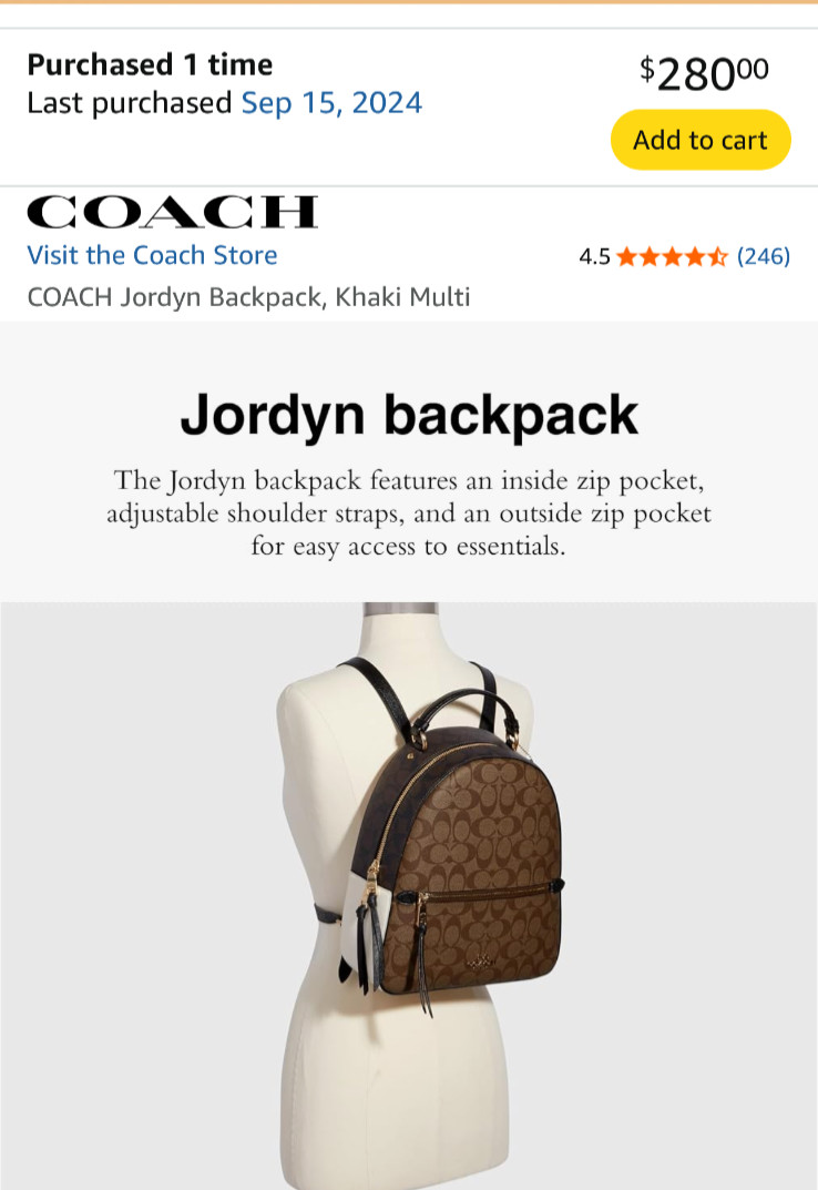 COACH Jordyn Backpack, Khaki Multi