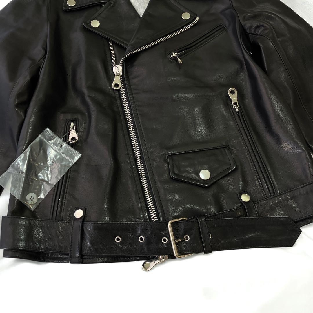 CINQUANTA Black Horsehide Leather Double Riders Biker Jacket Size 36 S Italy Top