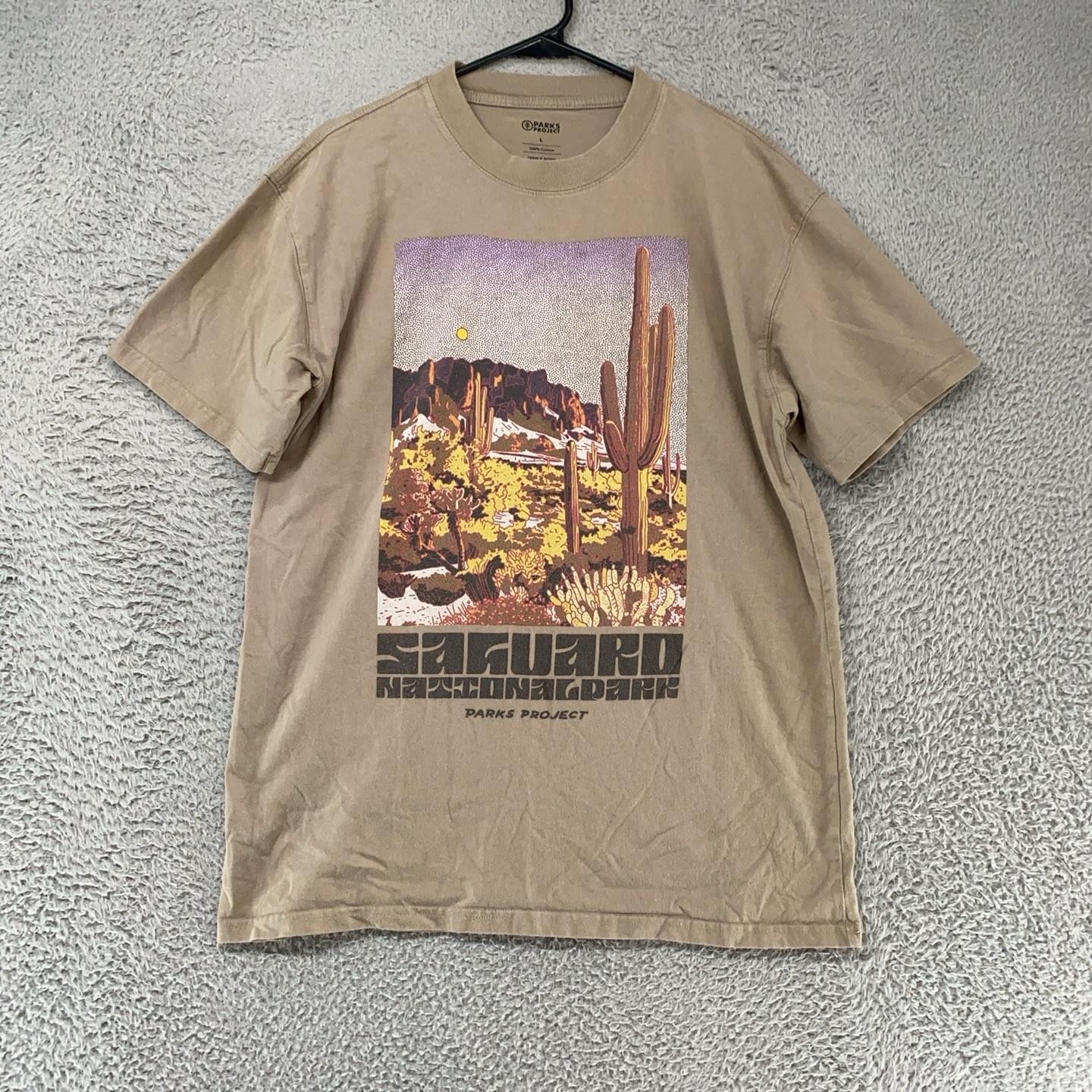 Parks Project Shirt Mens Large Beige Saguaro National Park Graphic Tee Outdoor