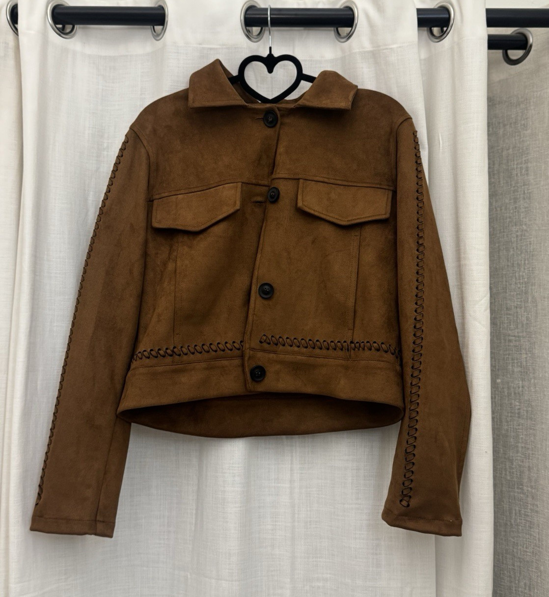 Suede Short Jacket with Knit Detail and Pockets Camel – KADRIYE BASTURK