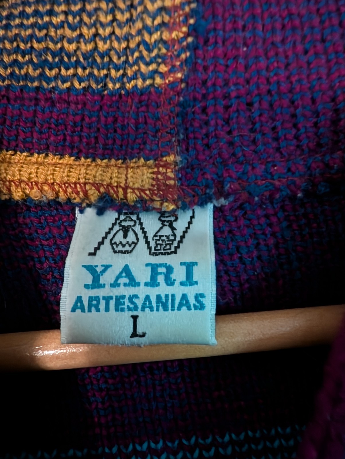 Vintage Yari Artesanias Aztec Wool Handcrafted Andes-Inspired Hooded Jacket Sz L