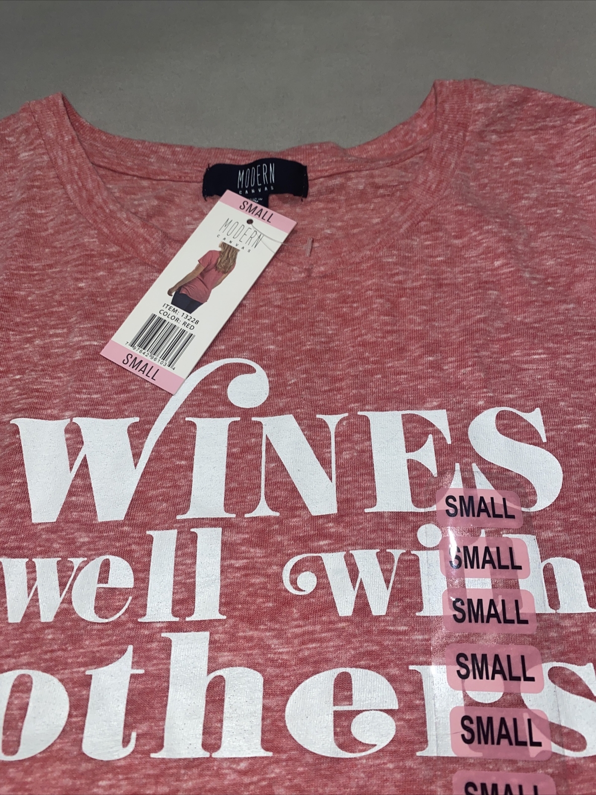 Modern Canvas Ladies Statement Tee, Size Small, Red