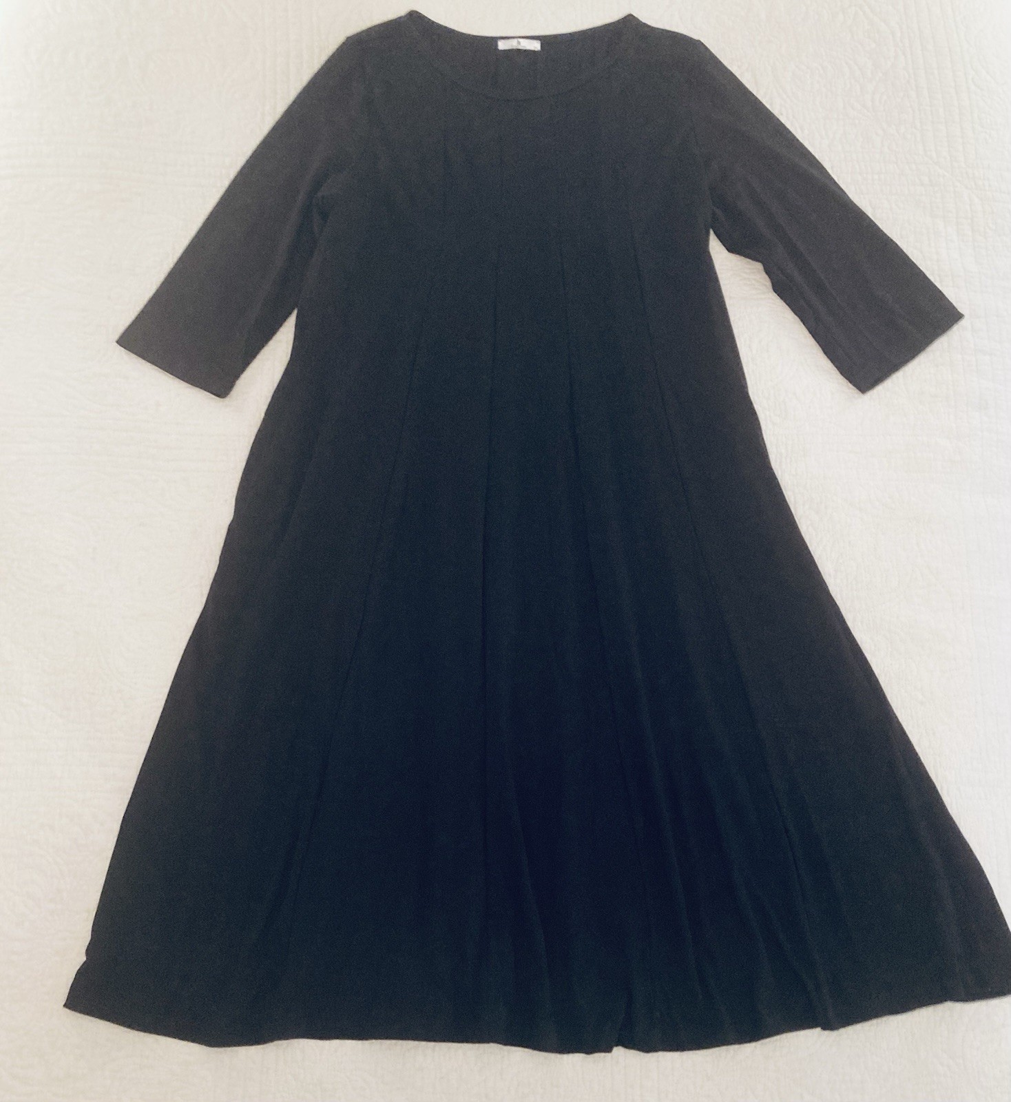 XXL long black dress, pockets, 95% Rayon, 5% Spandex, 3/4 sleeves