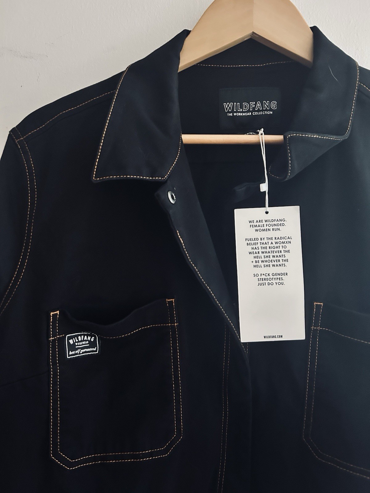 NWT Wildfang Black Workwear Long Sleeve Coveralls Cotton Blend Women Size XL