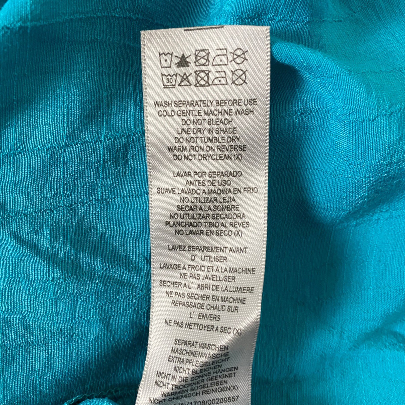 Avenue Blouse Top Women’s Plus Size 22/24 Turquoise Button Down 3/4 Sleeve NWT
