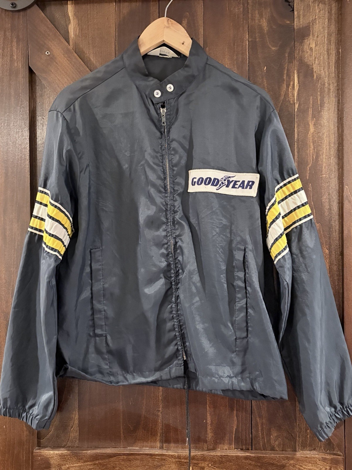 Vintage Goodyear Racing Jacket 70s Nylon Track Jacket Moto USA M