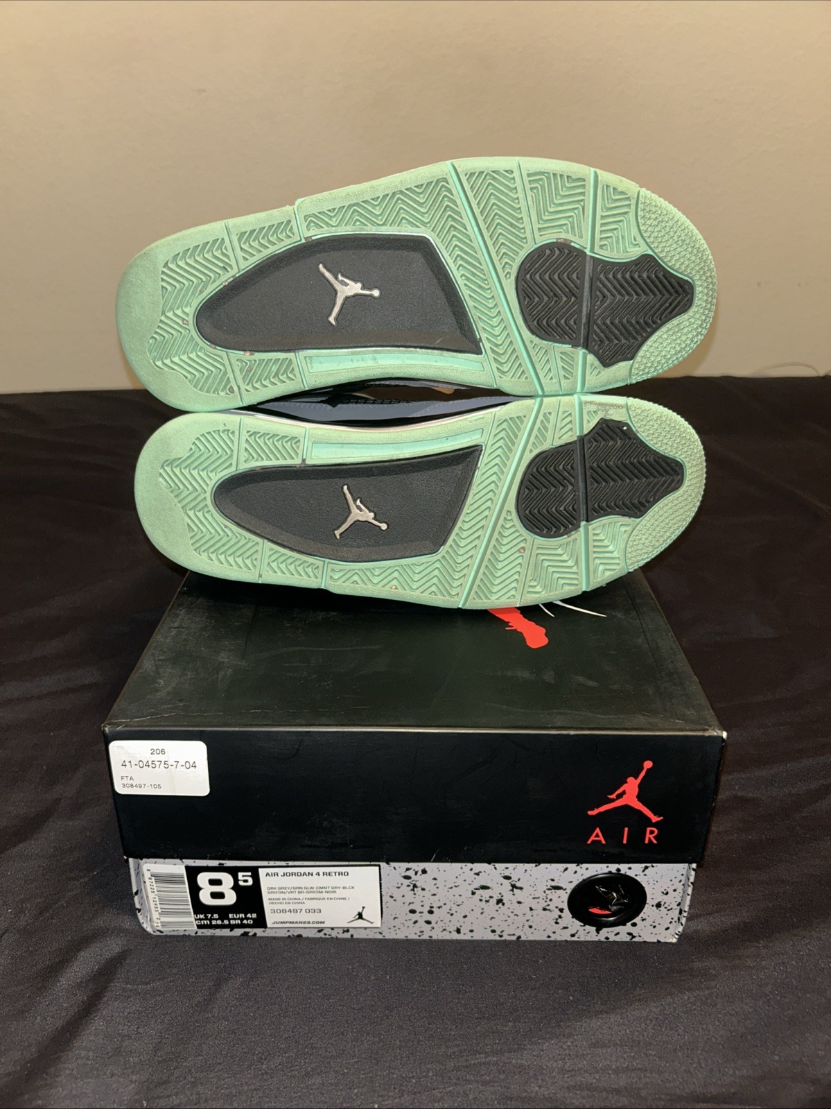 Jordan 4 Retro DRK Grey Green Glow Men’s