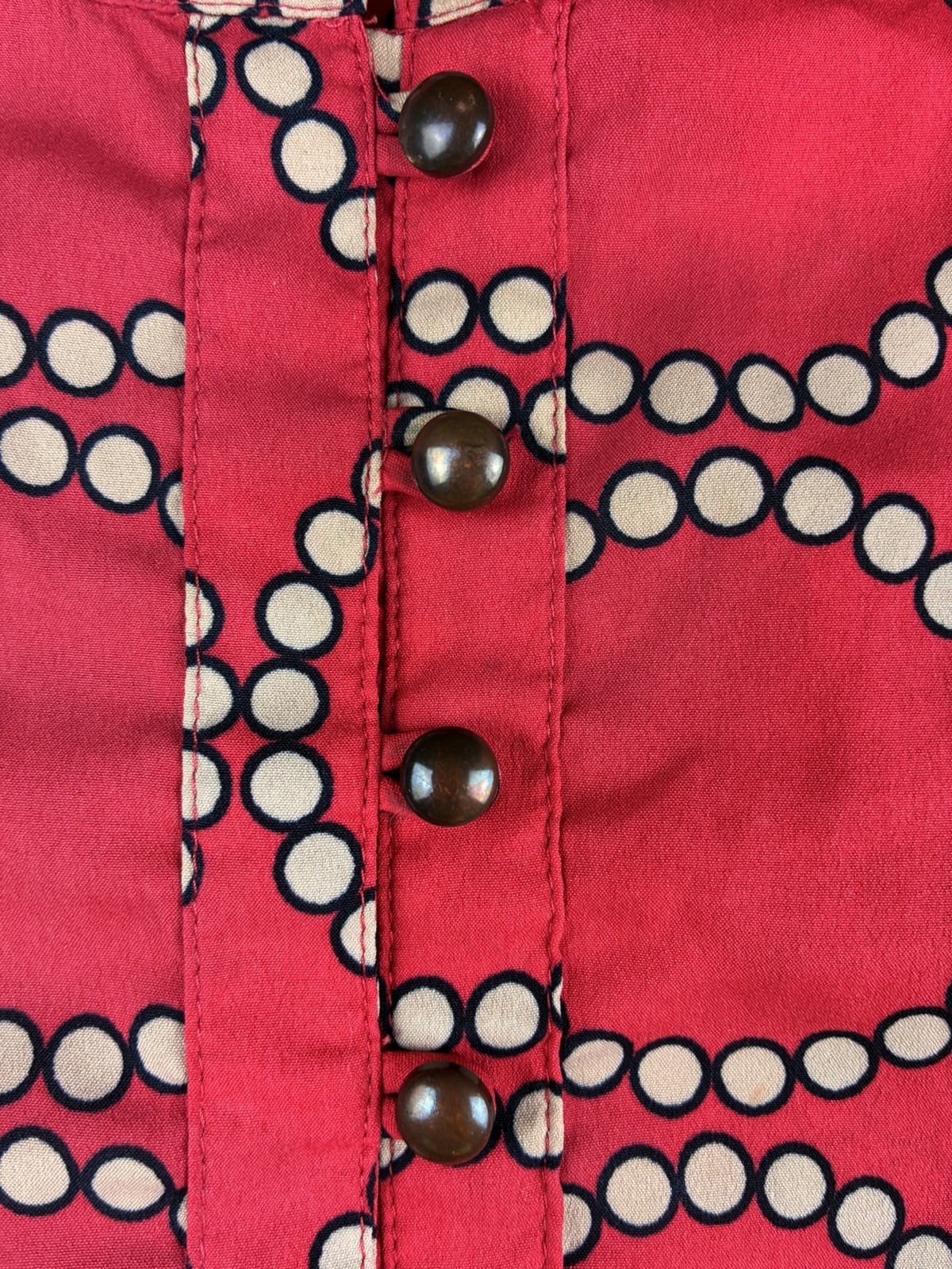 Banana Republic Soft Red Dot Ring Top W Size S Henley Lightweight Retro Preppy
